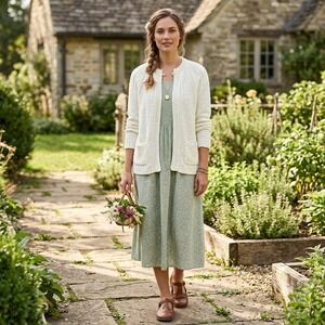 Susan Ess Womens Cardigan Size Large Boucle Frog Closure Sweater Cottage Twee